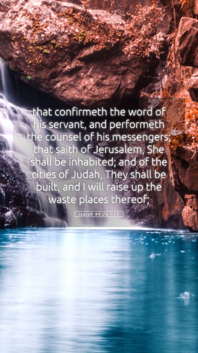 Picture 05 - Isaiah 44:26 ASV Mobile Phone Wallpaper - that confirmeth the word of his servant, and - Mobile Bible Verse Wallpaper