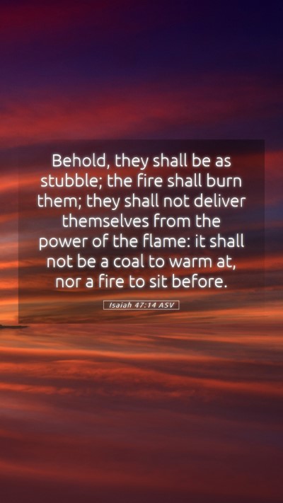 Picture 05 - Isaiah 47:14 ASV Mobile Phone Wallpaper - Behold, they shall be as stubble; the fire shall - Mobile Bible Verse Wallpaper
