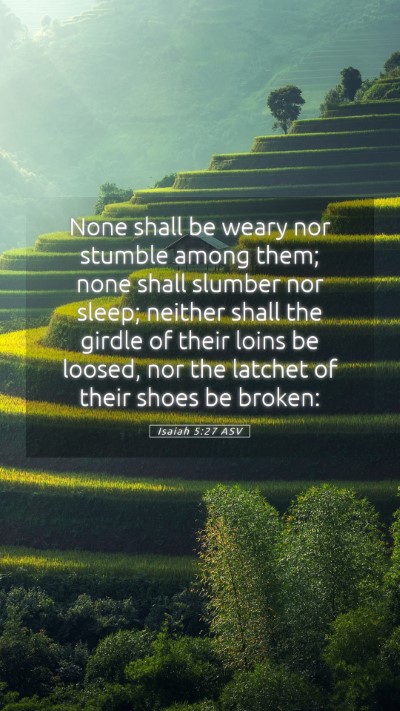 Picture 05 - Isaiah 5:27 ASV Mobile Phone Wallpaper - None shall be weary nor stumble among them; none - Mobile Bible Verse Wallpaper