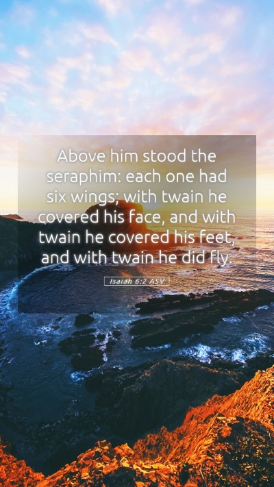 Picture 05 - Isaiah 6:2 ASV Mobile Phone Wallpaper - Above him stood the seraphim: each one had six - Mobile Bible Verse Wallpaper