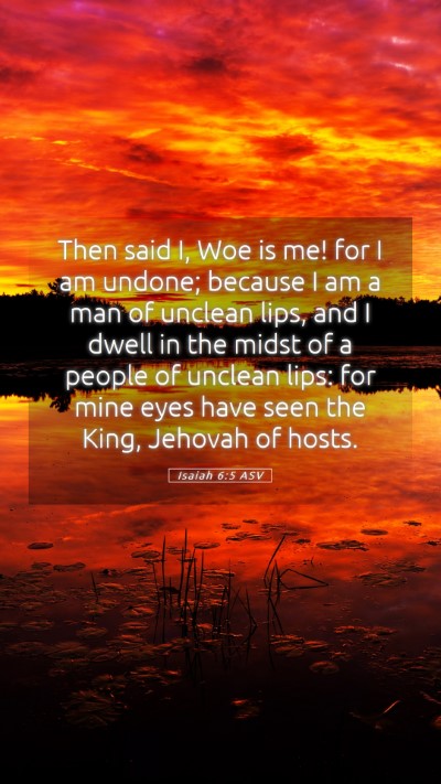 Picture 05 - Isaiah 6:5 ASV Mobile Phone Wallpaper - Then said I, Woe is me! for I am undone; because - Mobile Bible Verse Wallpaper