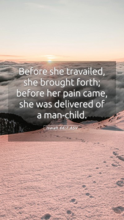 Picture 05 - Isaiah 66:7 ASV Mobile Phone Wallpaper - Before she travailed, she brought forth; before - Mobile Bible Verse Wallpaper