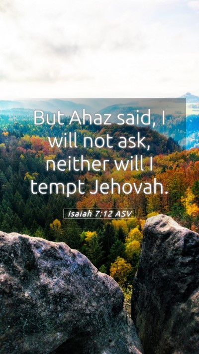 Picture 05 - Isaiah 7:12 ASV Mobile Phone Wallpaper - But Ahaz said, I will not ask, neither will I - Mobile Bible Verse Wallpaper