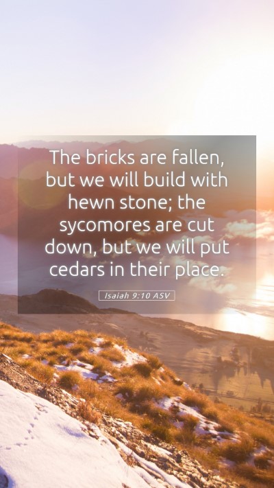 Picture 05 - Isaiah 9:10 ASV Mobile Phone Wallpaper - The bricks are fallen, but we will build with - Mobile Bible Verse Wallpaper