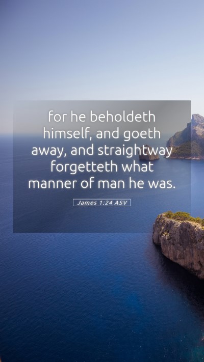 Picture 05 - James 1:24 ASV Mobile Phone Wallpaper - for he beholdeth himself, and goeth away, and - Mobile Bible Verse Wallpaper