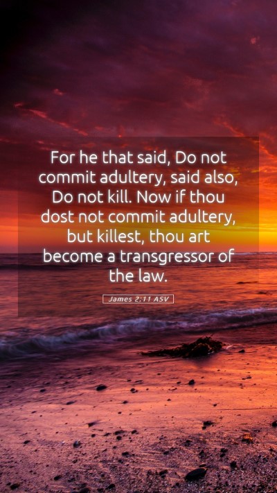 Picture 05 - James 2:11 ASV Mobile Phone Wallpaper - For he that said, Do not commit adultery, said - Mobile Bible Verse Wallpaper