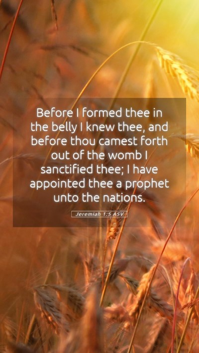 Picture 05 - Jeremiah 1:5 ASV Mobile Phone Wallpaper - Before I formed thee in the belly I knew thee, - Mobile Bible Verse Wallpaper