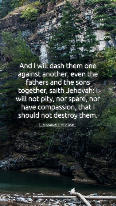 Picture 05 - Jeremiah 13:14 ASV Mobile Phone Wallpaper - And I will dash them one against another, even - Mobile Bible Verse Wallpaper