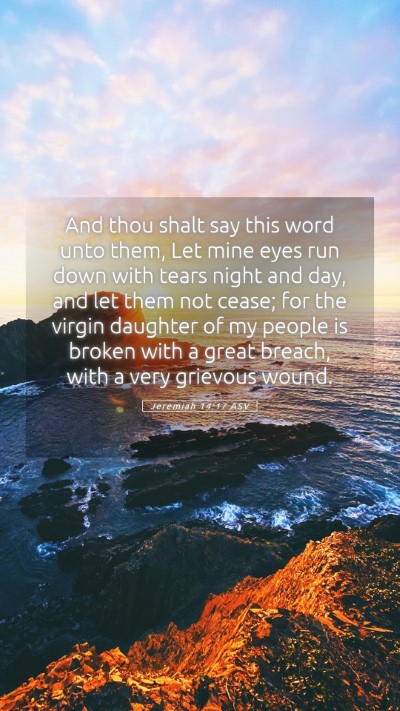 Picture 05 - Jeremiah 14:17 ASV Mobile Phone Wallpaper - And thou shalt say this word unto them, Let mine - Mobile Bible Verse Wallpaper
