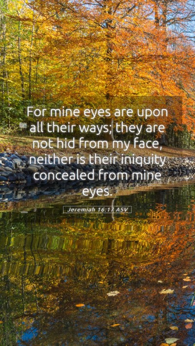 Picture 05 - Jeremiah 16:17 ASV Mobile Phone Wallpaper - For mine eyes are upon all their ways; they are - Mobile Bible Verse Wallpaper