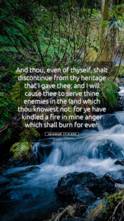 Picture 05 - Jeremiah 17:4 ASV Mobile Phone Wallpaper - And thou, even of thyself, shalt discontinue from - Mobile Bible Verse Wallpaper