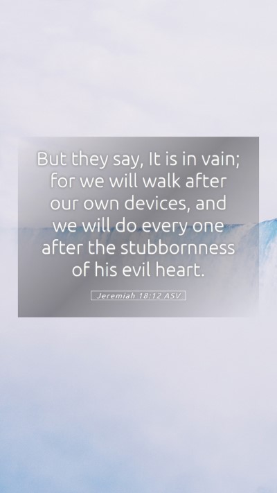 Picture 05 - Jeremiah 18:12 ASV Mobile Phone Wallpaper - But they say, It is in vain; for we will walk - Mobile Bible Verse Wallpaper