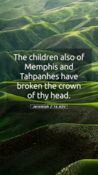 Picture 05 - Jeremiah 2:16 ASV Mobile Phone Wallpaper - The children also of Memphis and Tahpanhes have - Mobile Bible Verse Wallpaper