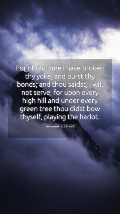 Picture 05 - Jeremiah 2:20 ASV Mobile Phone Wallpaper - For of old time I have broken thy yoke, and burst - Mobile Bible Verse Wallpaper