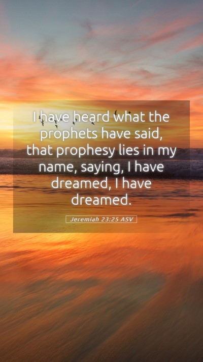 Picture 05 - Jeremiah 23:25 ASV Mobile Phone Wallpaper - I have heard what the prophets have said, that - Mobile Bible Verse Wallpaper