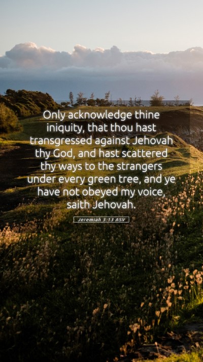 Picture 05 - Jeremiah 3:13 ASV Mobile Phone Wallpaper - Only acknowledge thine iniquity, that thou hast - Mobile Bible Verse Wallpaper