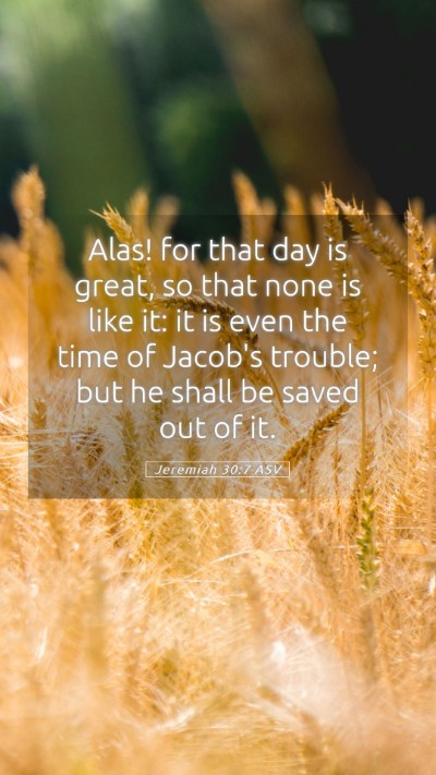 Picture 05 - Jeremiah 30:7 ASV Mobile Phone Wallpaper - Alas! for that day is great, so that none is like - Mobile Bible Verse Wallpaper