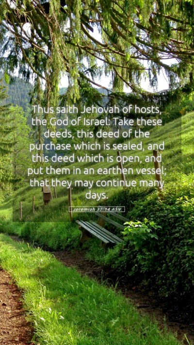 Picture 05 - Jeremiah 32:14 ASV Mobile Phone Wallpaper - Thus saith Jehovah of hosts, the God of Israel: - Mobile Bible Verse Wallpaper