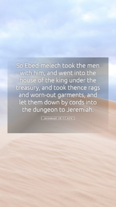 Picture 05 - Jeremiah 38:11 ASV Mobile Phone Wallpaper - So Ebed-melech took the men with him, and went - Mobile Bible Verse Wallpaper