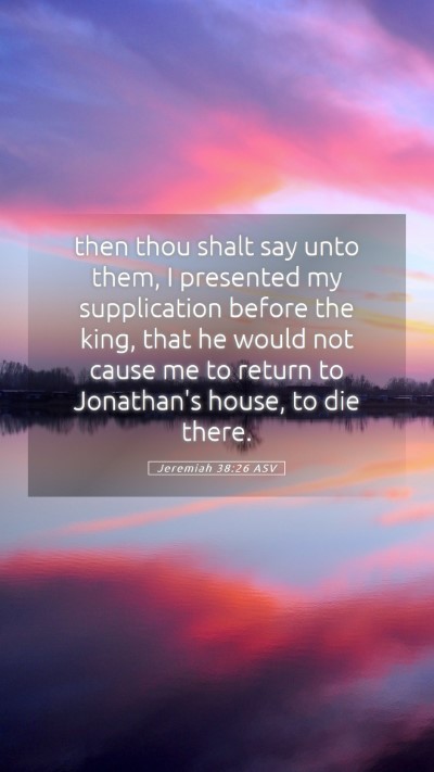 Picture 05 - Jeremiah 38:26 ASV Mobile Phone Wallpaper - then thou shalt say unto them, I presented my - Mobile Bible Verse Wallpaper