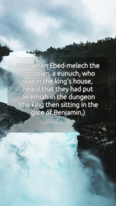 Picture 05 - Jeremiah 38:7 ASV Mobile Phone Wallpaper - Now when Ebed-melech the Ethiopian, a eunuch, who - Mobile Bible Verse Wallpaper