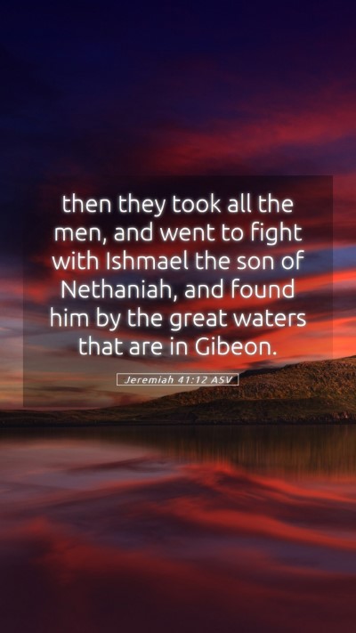 Picture 05 - Jeremiah 41:12 ASV Mobile Phone Wallpaper - then they took all the men, and went to fight - Mobile Bible Verse Wallpaper