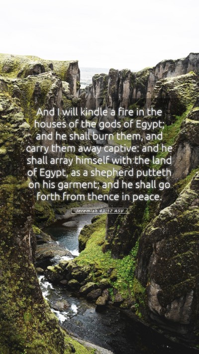 Picture 05 - Jeremiah 43:12 ASV Mobile Phone Wallpaper - And I will kindle a fire in the houses of the - Mobile Bible Verse Wallpaper