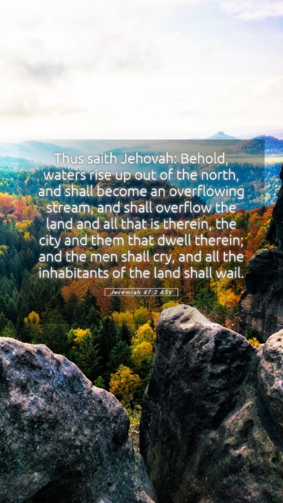 Picture 05 - Jeremiah 47:2 ASV Mobile Phone Wallpaper - Thus saith Jehovah: Behold, waters rise up out of - Mobile Bible Verse Wallpaper