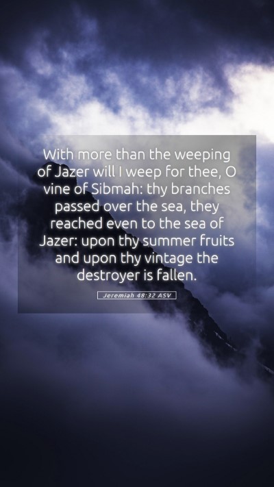 Picture 05 - Jeremiah 48:32 ASV Mobile Phone Wallpaper - With more than the weeping of Jazer will I weep - Mobile Bible Verse Wallpaper