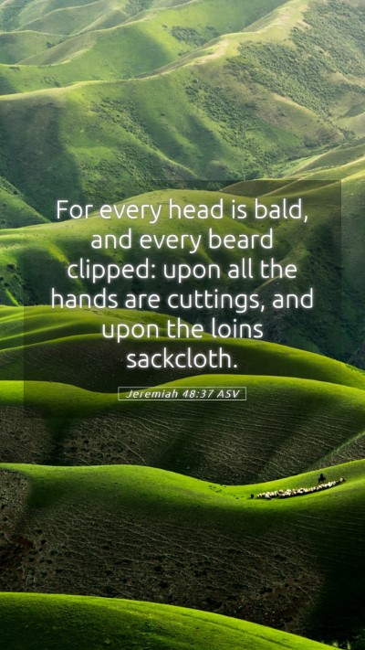 Picture 05 - Jeremiah 48:37 ASV Mobile Phone Wallpaper - For every head is bald, and every beard clipped: - Mobile Bible Verse Wallpaper