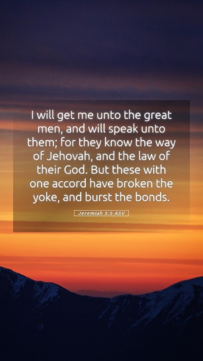 Picture 05 - Jeremiah 5:5 ASV Mobile Phone Wallpaper - I will get me unto the great men, and will speak - Mobile Bible Verse Wallpaper