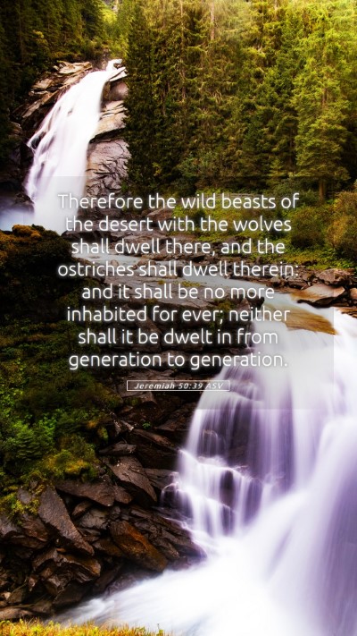 Picture 05 - Jeremiah 50:39 ASV Mobile Phone Wallpaper - Therefore the wild beasts of the desert with the - Mobile Bible Verse Wallpaper