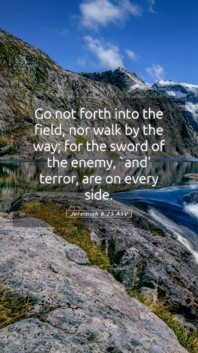 Picture 05 - Jeremiah 6:25 ASV Mobile Phone Wallpaper - Go not forth into the field, nor walk by the way; - Mobile Bible Verse Wallpaper