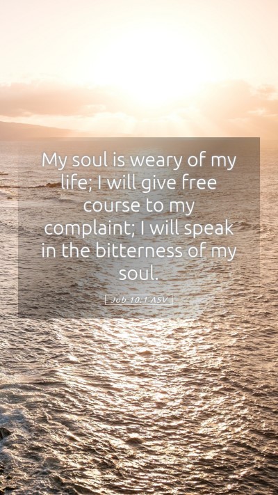 Picture 05 - Job 10:1 ASV Mobile Phone Wallpaper - My soul is weary of my life; I will give free - Mobile Bible Verse Wallpaper