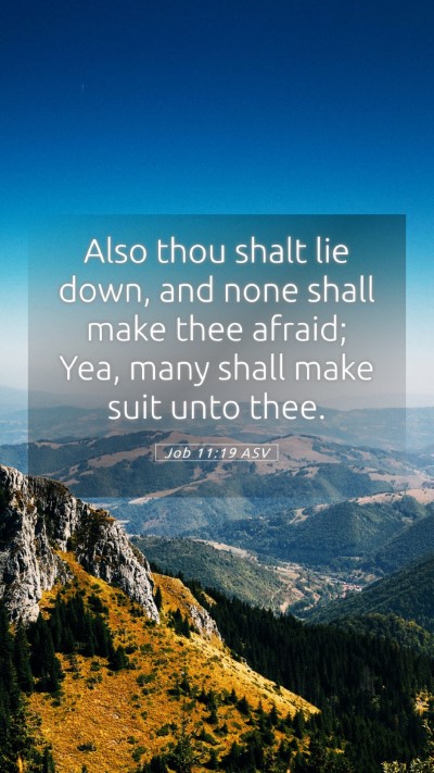 Picture 05 - Job 11:19 ASV Mobile Phone Wallpaper - Also thou shalt lie down, and none shall make - Mobile Bible Verse Wallpaper