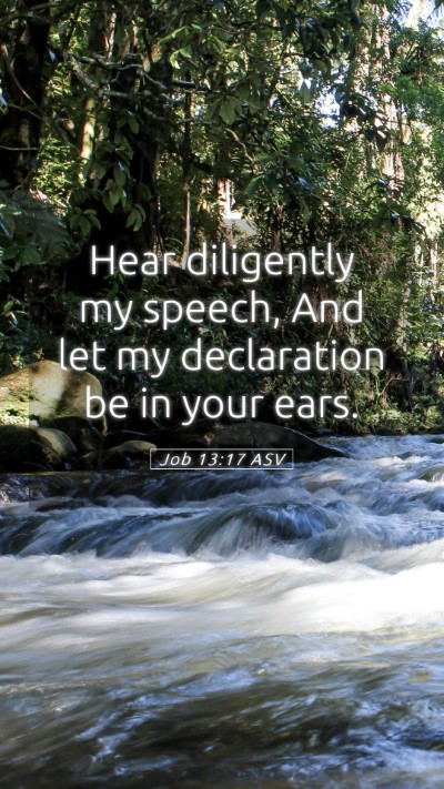 Picture 05 - Job 13:17 ASV Mobile Phone Wallpaper - Hear diligently my speech, And let my declaration - Mobile Bible Verse Wallpaper