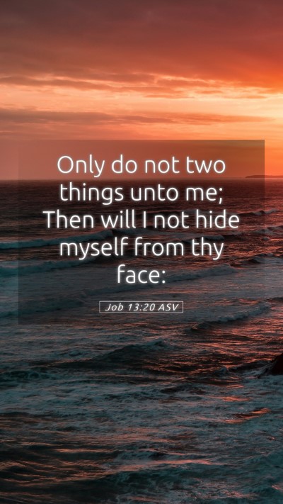 Picture 05 - Job 13:20 ASV Mobile Phone Wallpaper - Only do not two things unto me; Then will I not - Mobile Bible Verse Wallpaper