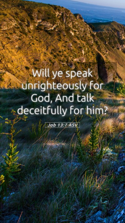 Picture 05 - Job 13:7 ASV Mobile Phone Wallpaper - Will ye speak unrighteously for God, And talk - Mobile Bible Verse Wallpaper
