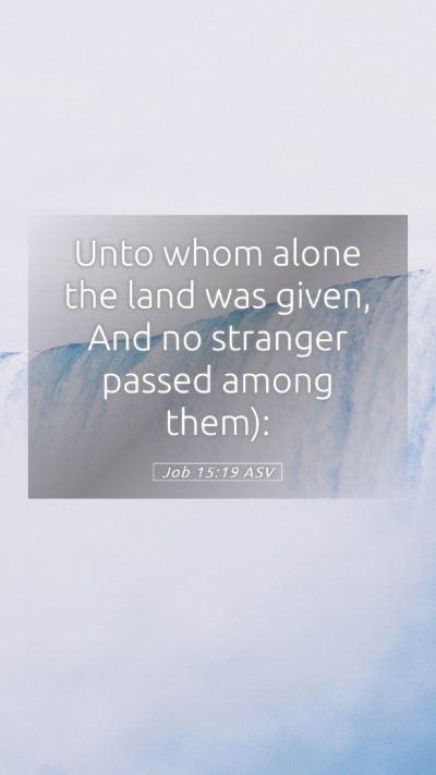 Picture 05 - Job 15:19 ASV Mobile Phone Wallpaper - Unto whom alone the land was given, And no - Mobile Bible Verse Wallpaper