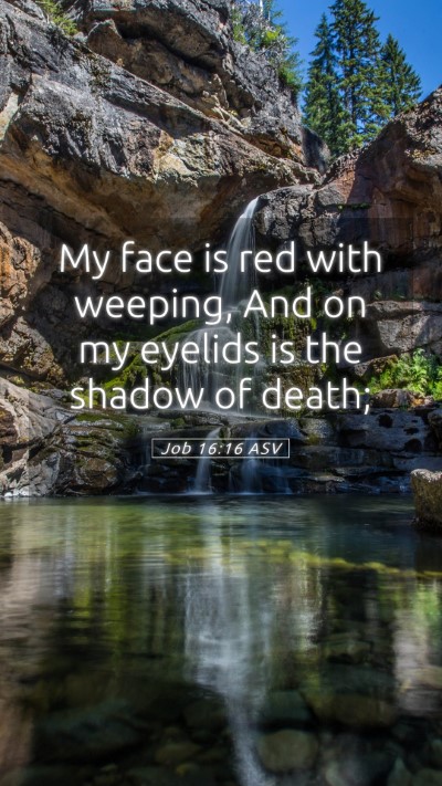 Picture 05 - Job 16:16 ASV Mobile Phone Wallpaper - My face is red with weeping, And on my eyelids is - Mobile Bible Verse Wallpaper