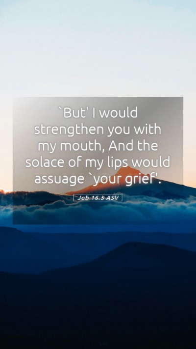 Picture 05 - Job 16:5 ASV Mobile Phone Wallpaper - `But' I would strengthen you with my mouth, And - Mobile Bible Verse Wallpaper