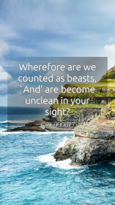 Picture 05 - Job 18:3 ASV Mobile Phone Wallpaper - Wherefore are we counted as beasts, `And' are - Mobile Bible Verse Wallpaper
