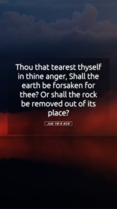 Picture 05 - Job 18:4 ASV Mobile Phone Wallpaper - Thou that tearest thyself in thine anger, Shall - Mobile Bible Verse Wallpaper
