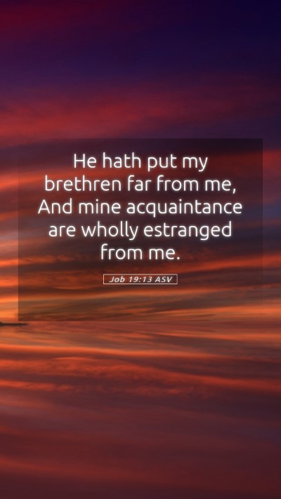 Picture 05 - Job 19:13 ASV Mobile Phone Wallpaper - He hath put my brethren far from me, And mine - Mobile Bible Verse Wallpaper