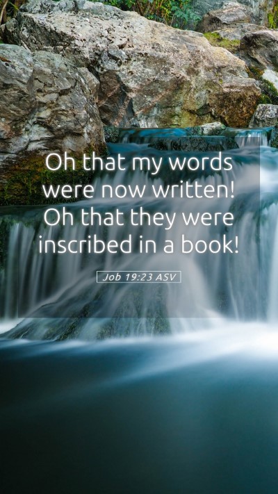 Picture 05 - Job 19:23 ASV Mobile Phone Wallpaper - Oh that my words were now written! Oh that they - Mobile Bible Verse Wallpaper