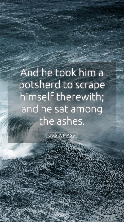 Picture 05 - Job 2:8 ASV Mobile Phone Wallpaper - And he took him a potsherd to scrape himself - Mobile Bible Verse Wallpaper