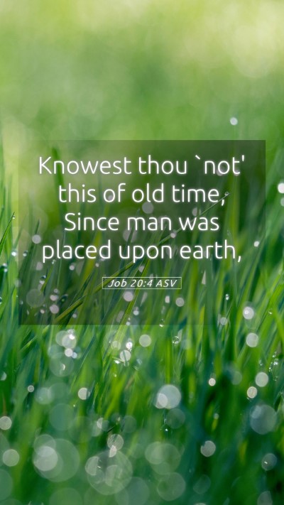 Picture 05 - Job 20:4 ASV Mobile Phone Wallpaper - Knowest thou `not' this of old time, Since man - Mobile Bible Verse Wallpaper