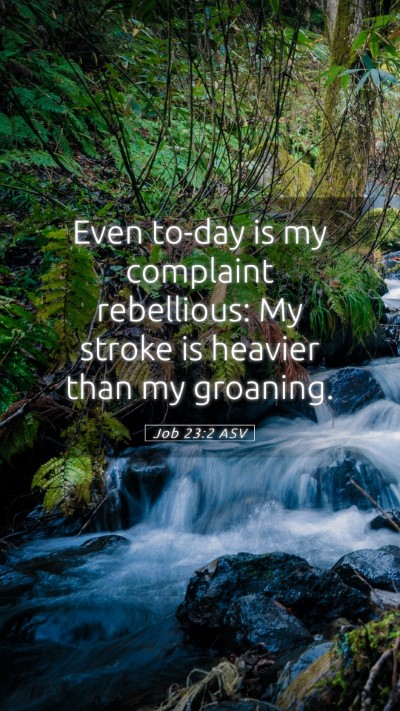 Picture 05 - Job 23:2 ASV Mobile Phone Wallpaper - Even to-day is my complaint rebellious: My stroke - Mobile Bible Verse Wallpaper