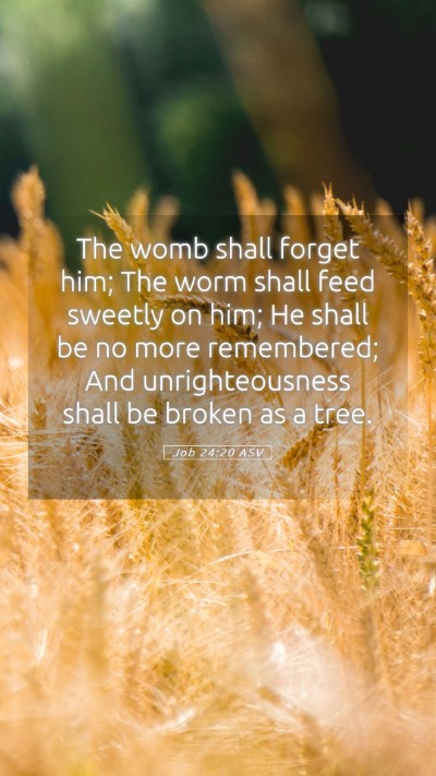 Picture 05 - Job 24:20 ASV Mobile Phone Wallpaper - The womb shall forget him; The worm shall feed - Mobile Bible Verse Wallpaper