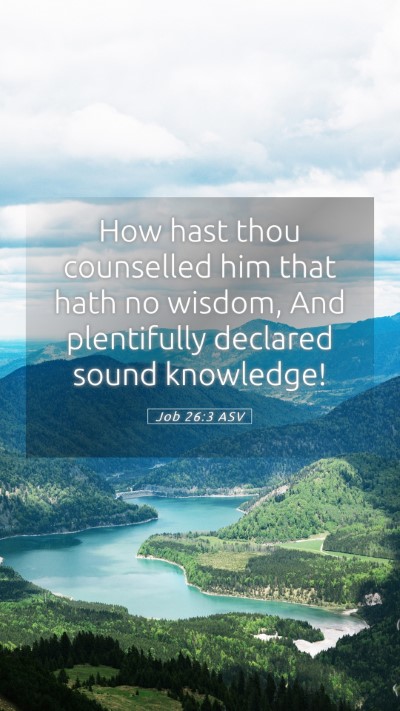 Picture 05 - Job 26:3 ASV Mobile Phone Wallpaper - How hast thou counselled him that hath no wisdom, - Mobile Bible Verse Wallpaper